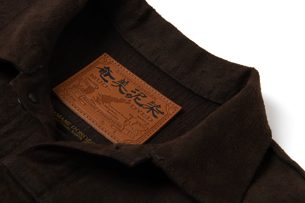 STUDIO D'ARTISAN - Pre-Order: Amami Mud Dyed 15oz. GL3 Selvedge Denim Jacket - Dark Brown - Tempo