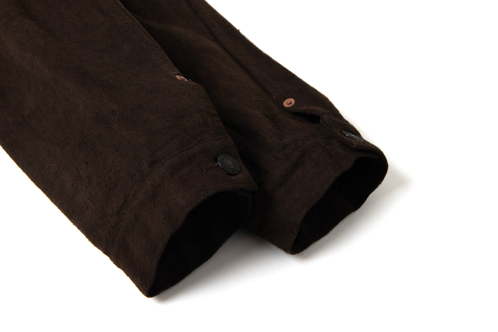 STUDIO D'ARTISAN - Pre-Order: Amami Mud Dyed 15oz. GL3 Selvedge Denim Jacket - Dark Brown - Tempo