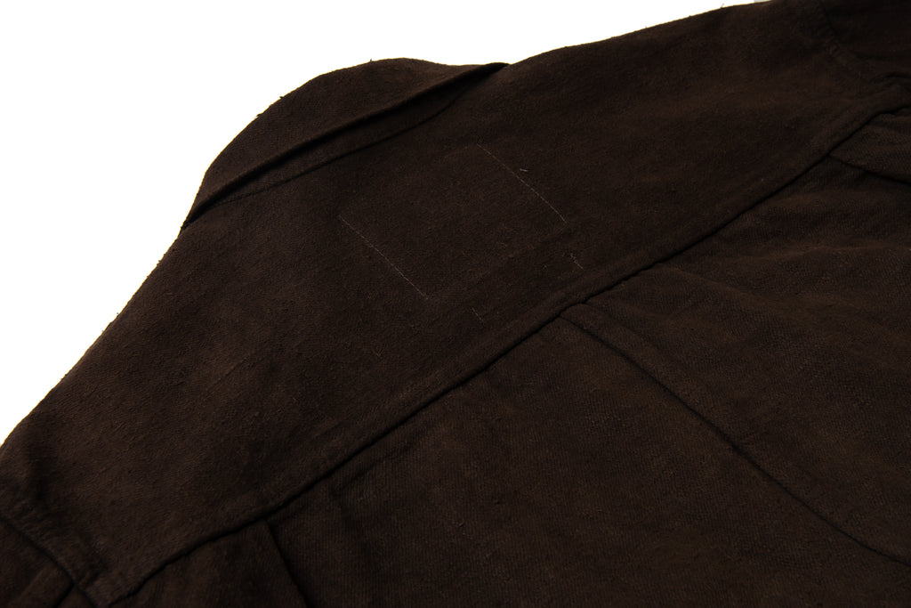 STUDIO D'ARTISAN - Pre-Order: Amami Mud Dyed 15oz. GL3 Selvedge Denim Jacket - Dark Brown - Tempo
