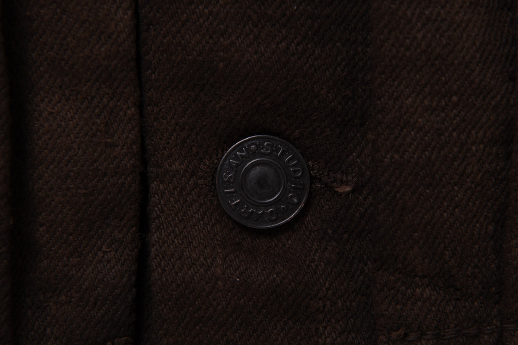 STUDIO D'ARTISAN - Pre-Order: Amami Mud Dyed 15oz. GL3 Selvedge Denim Jacket - Dark Brown - Tempo