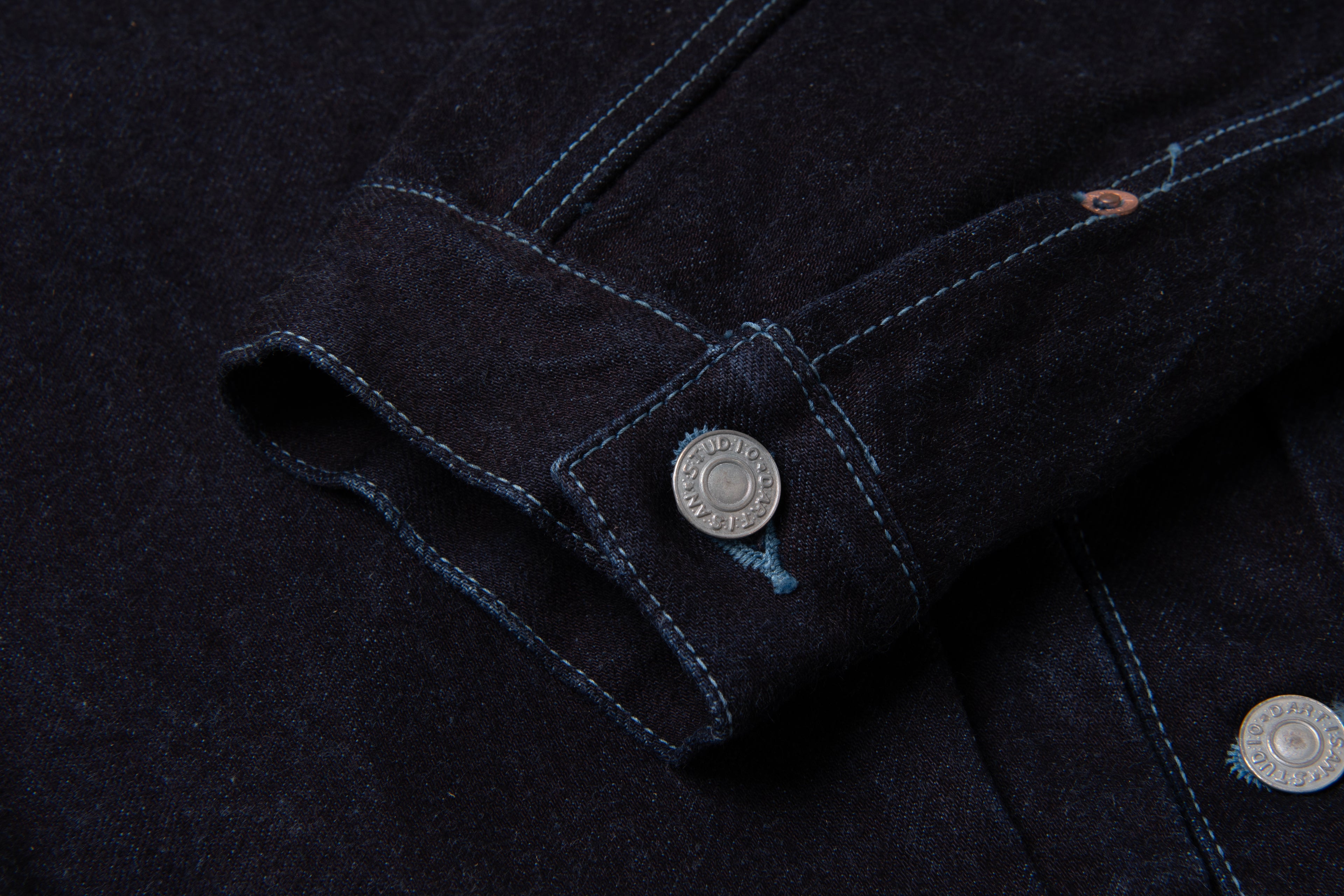 STUDIO D'ARTISAN - PRE-ORDER: KYOTO AQUA INDIGO TYPE II DENIM JACKET in ASAGI 15oz D4647 - Tempo