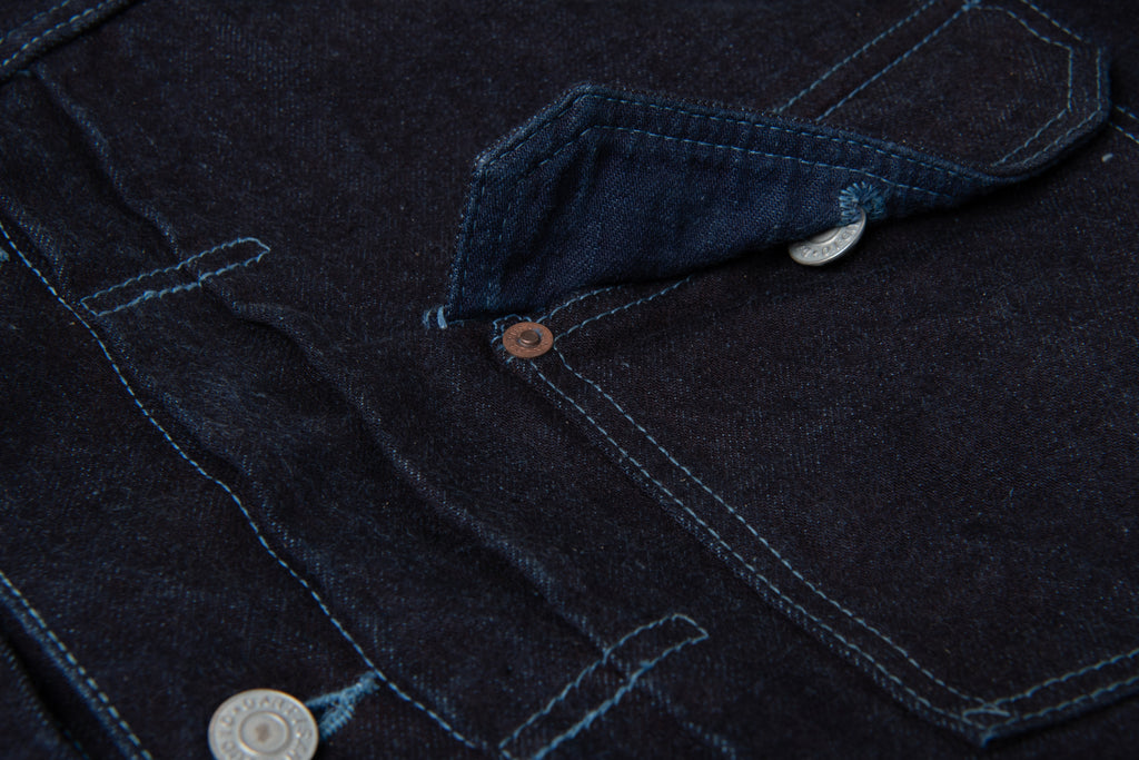 STUDIO D'ARTISAN - PRE-ORDER: KYOTO AQUA INDIGO TYPE II DENIM JACKET in ASAGI 15oz D4647 - Tempo