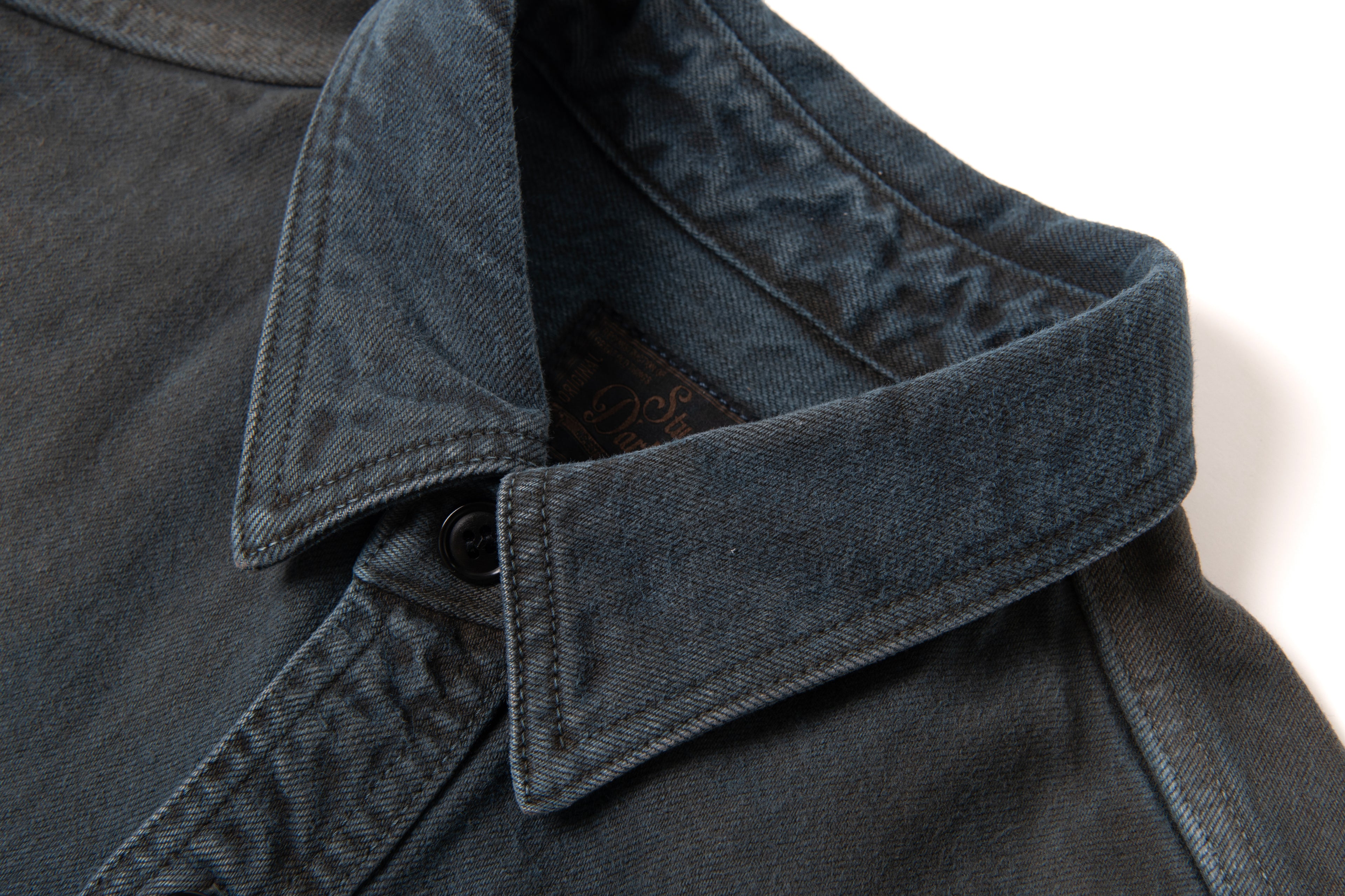 STUDIO D'ARTISAN - PRE-ORDER: KASANE NO IROME 12OZ SELVEDGE DENIM SHIRT IN AI-SHIBU INDIGO + PERSIMMON KAKISHIBU - Tempo