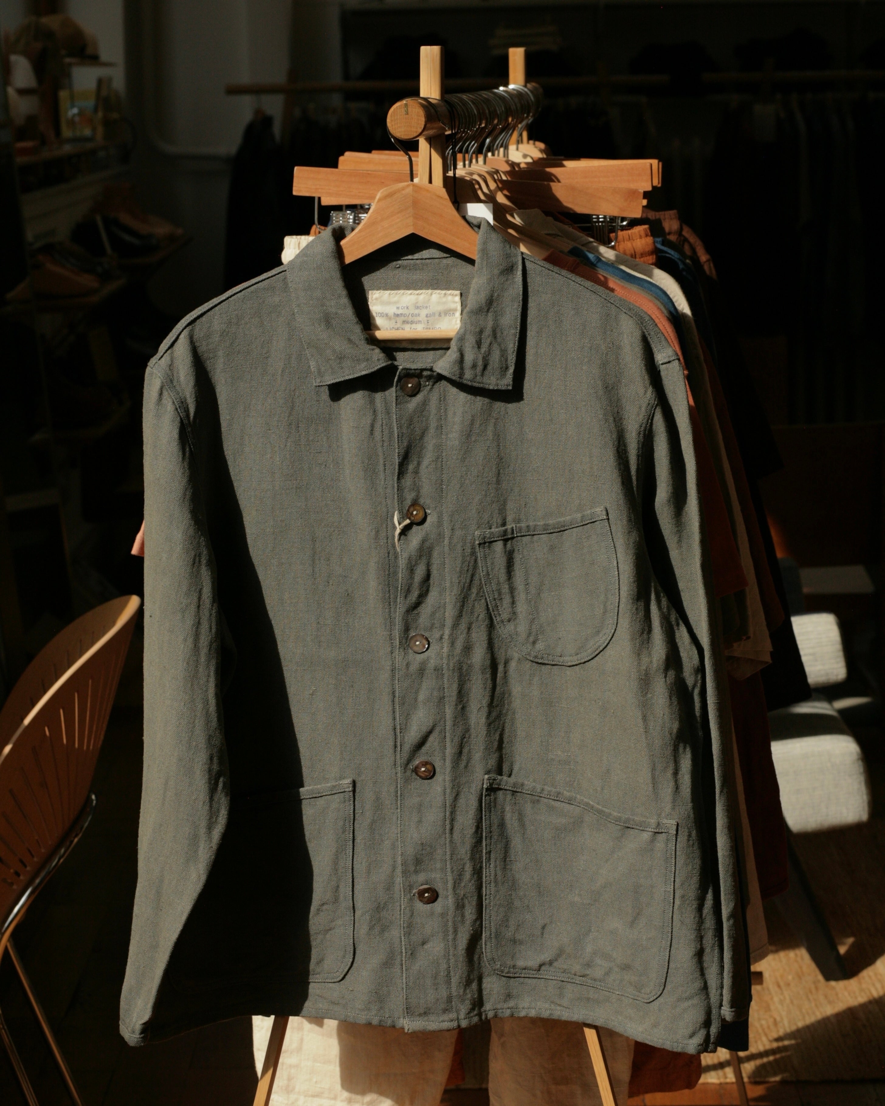 LICHEN GOODS X TEMPO - Oak Gall & Iron Hand-Dyed Hemp Work Jacket - Tempo