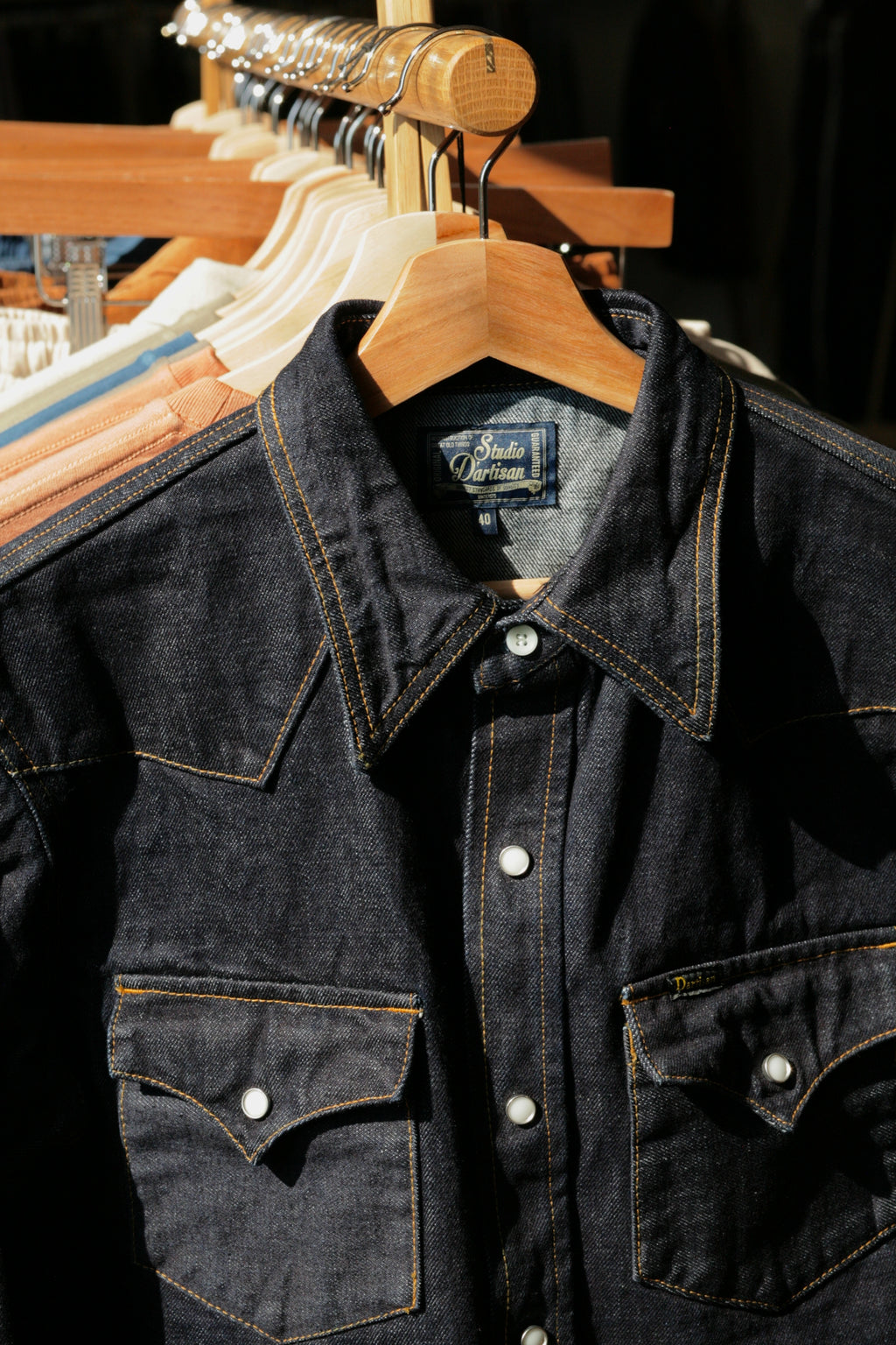 STUDIO D'ARTISAN - 14oz Denim Western Selvedge Denim Shirt OW - Tempo