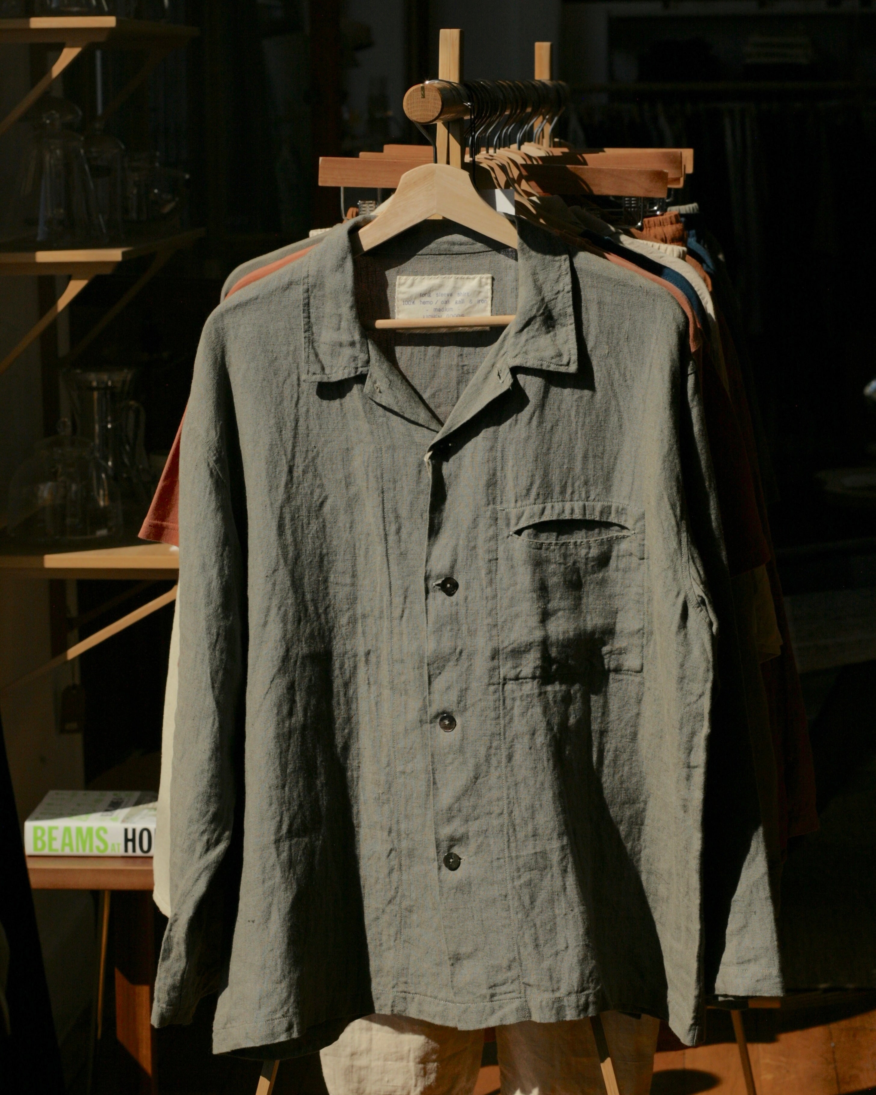 LICHEN GOODS FOR TEMPO - Hemp Long-sleeve Shirt | Oak Gall  & Iron Hand-dyed - Tempo