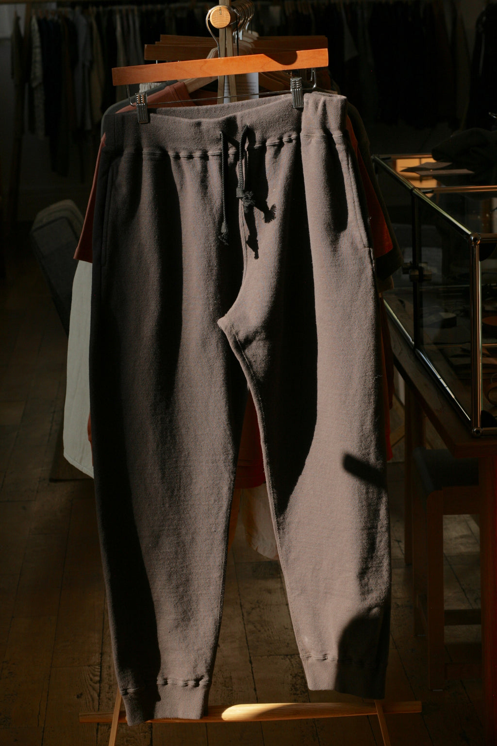 Japanese Organic Cotton Sweat-Pants Hand-Dyed with Kuromame - Black Bean