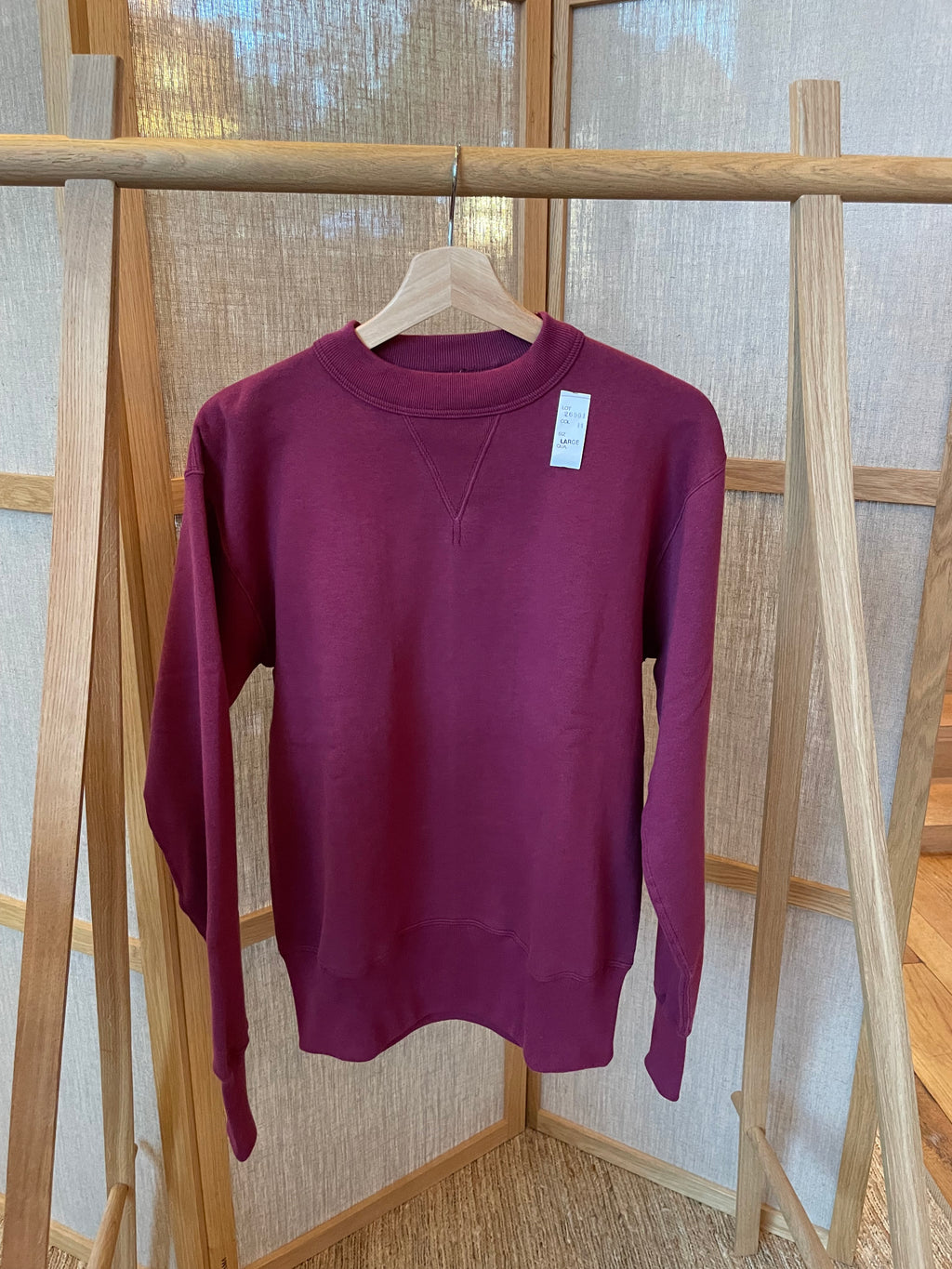 Cushman - Tsuri-Ami Loopwheel Set-In-Sleeve Sweatshirt in Wine - Tempo