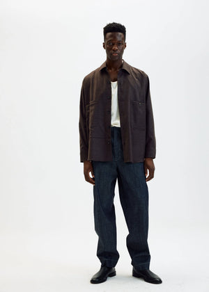 Brushed Wool Overshirt in Dark Brown - Tempo