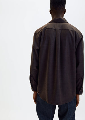 Brushed Wool Overshirt in Dark Brown