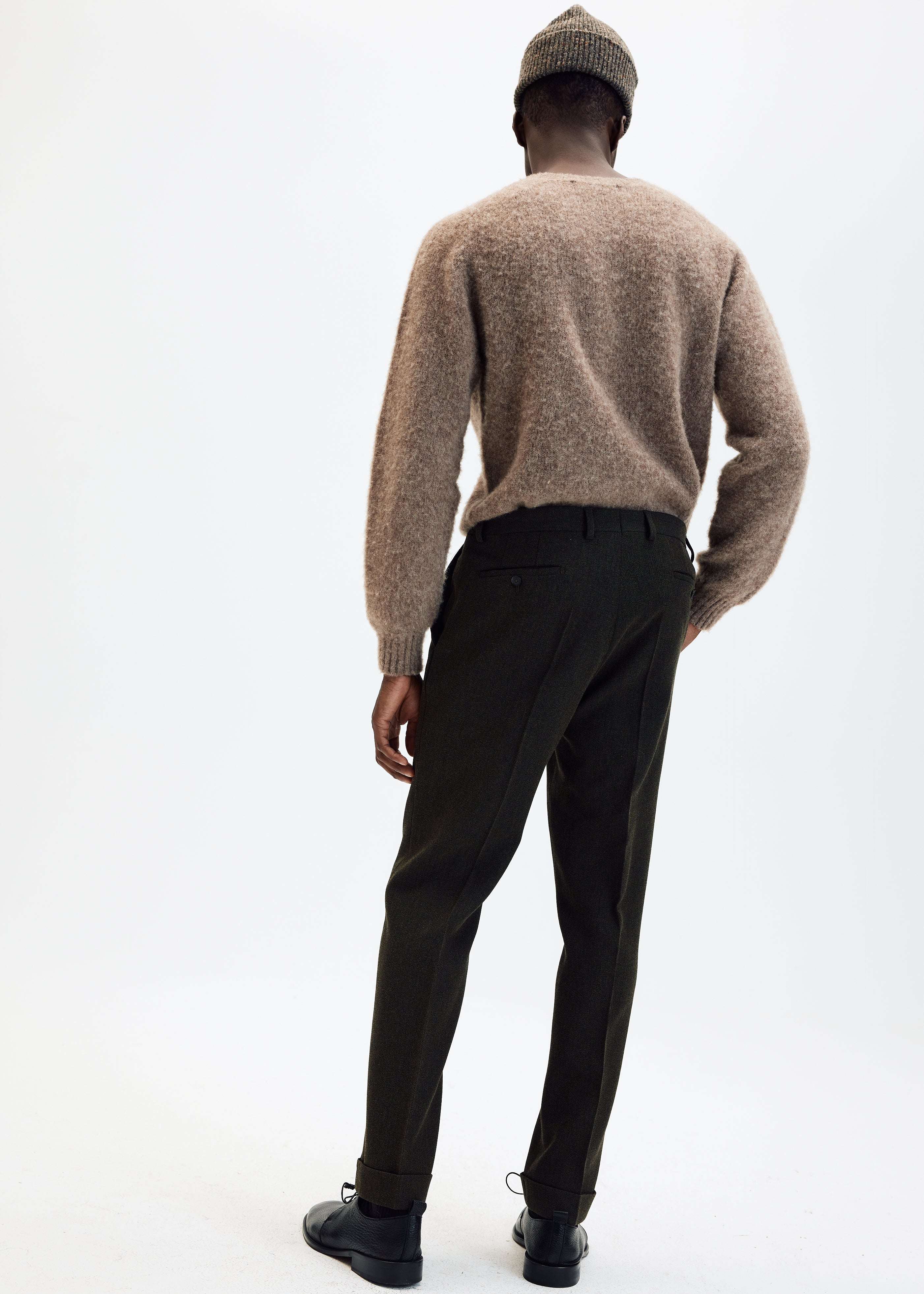 Brushed Shetland Wool Crewneck in Taupe - Tempo