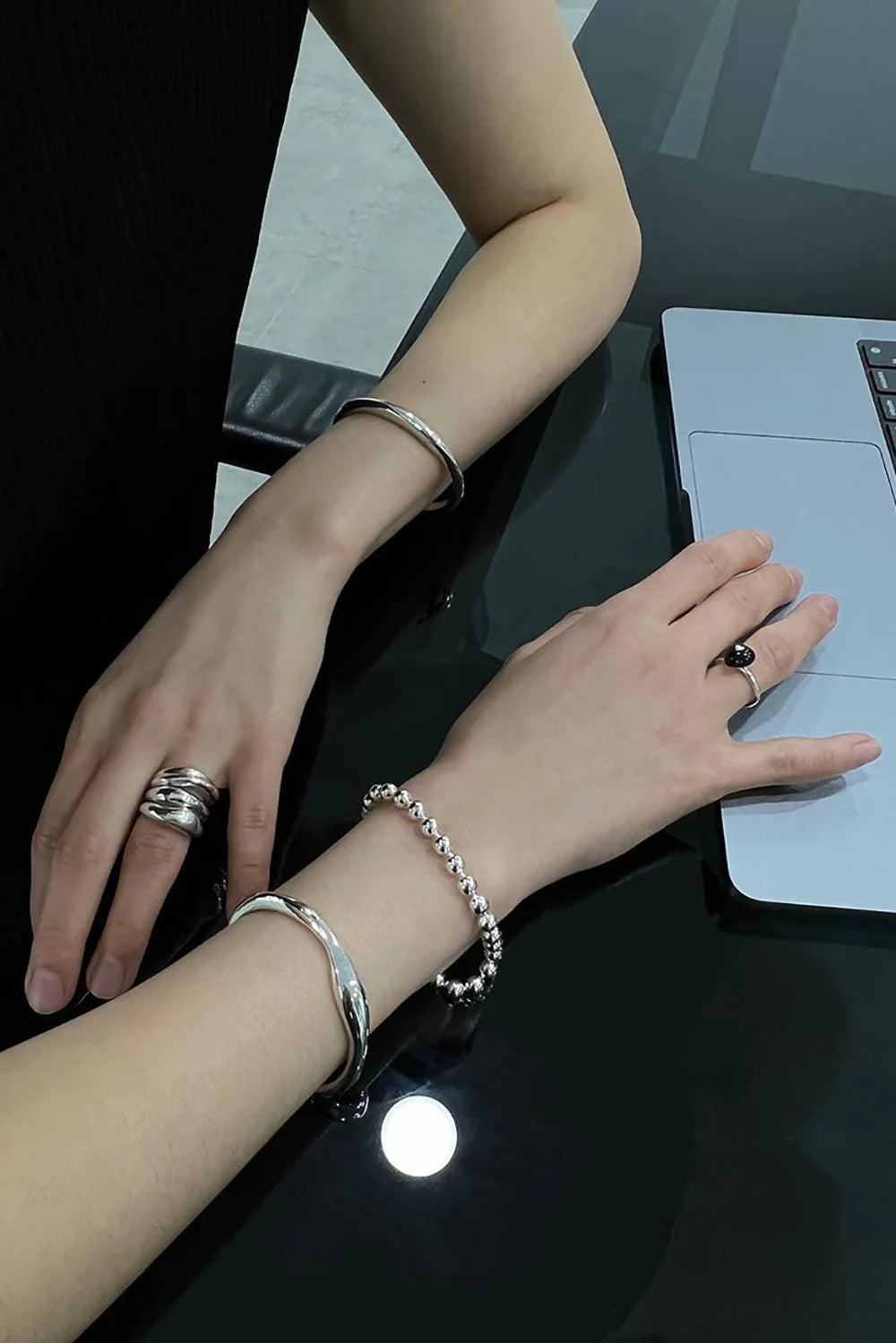 COLDFRAME - Handcrafted 950 Silver Everyday Silver Balls Bracelet - Tempo