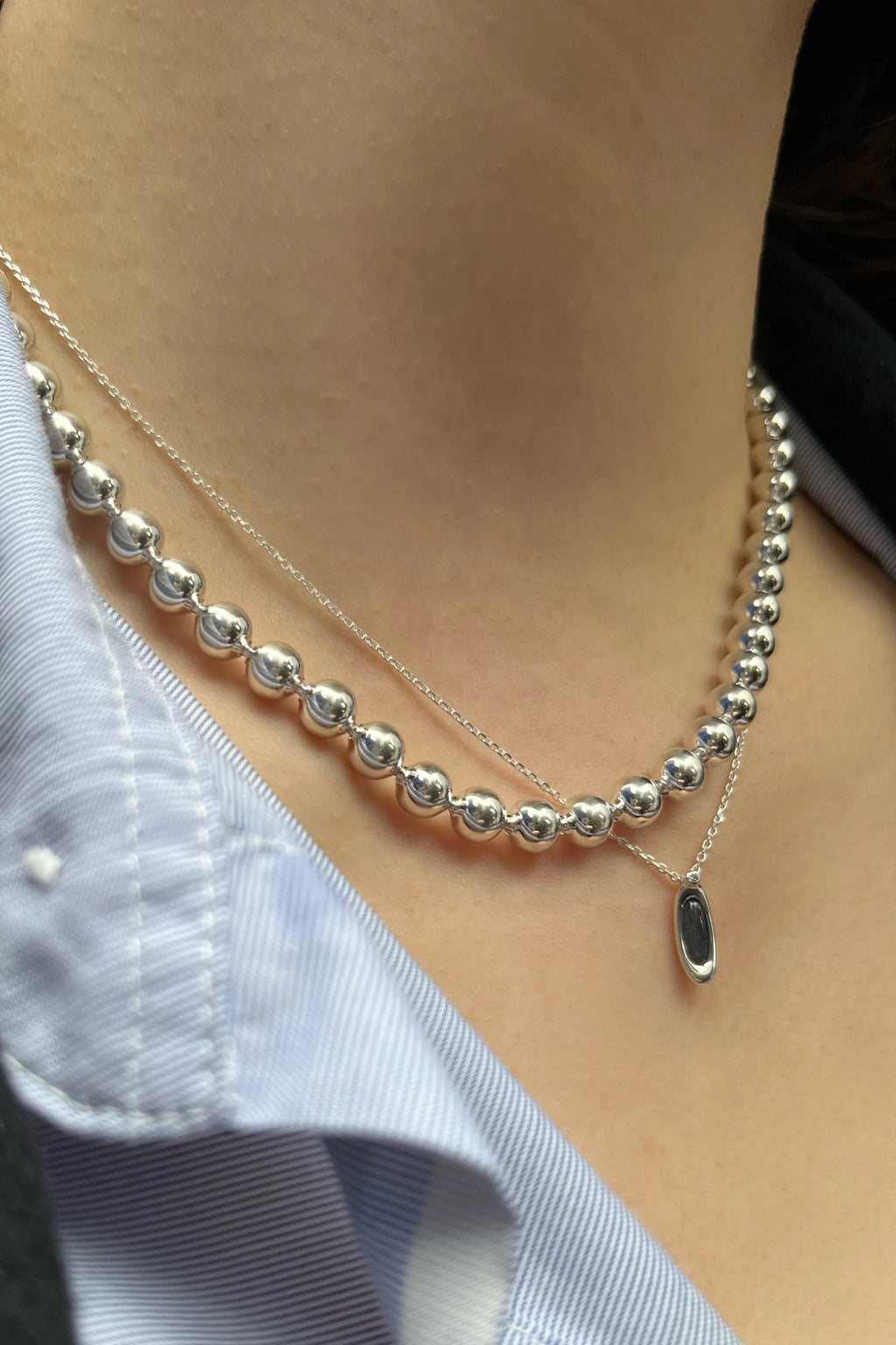 COLDFRAME - Handcrafted 925 Silver Everyday Silver Balls Necklace - Tempo