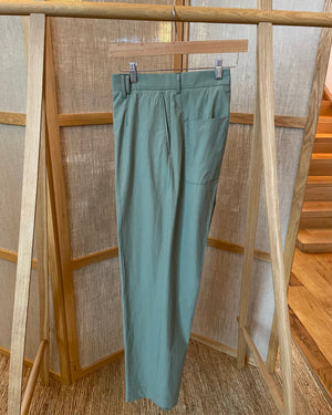 Typewriter Cotton Straight Trousers | Sage