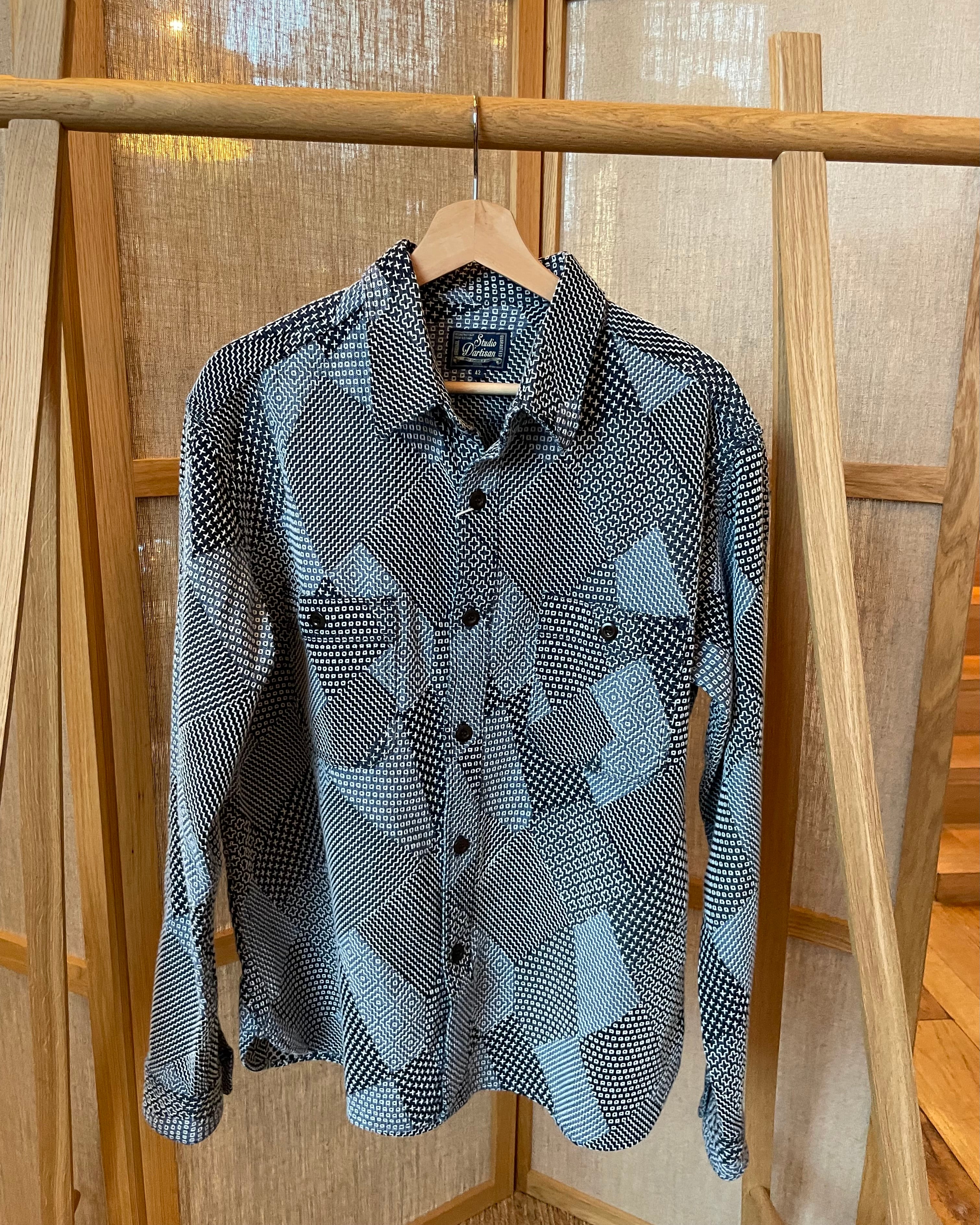 Tsugihagi Sashiko Indigo Patchwork Shirt