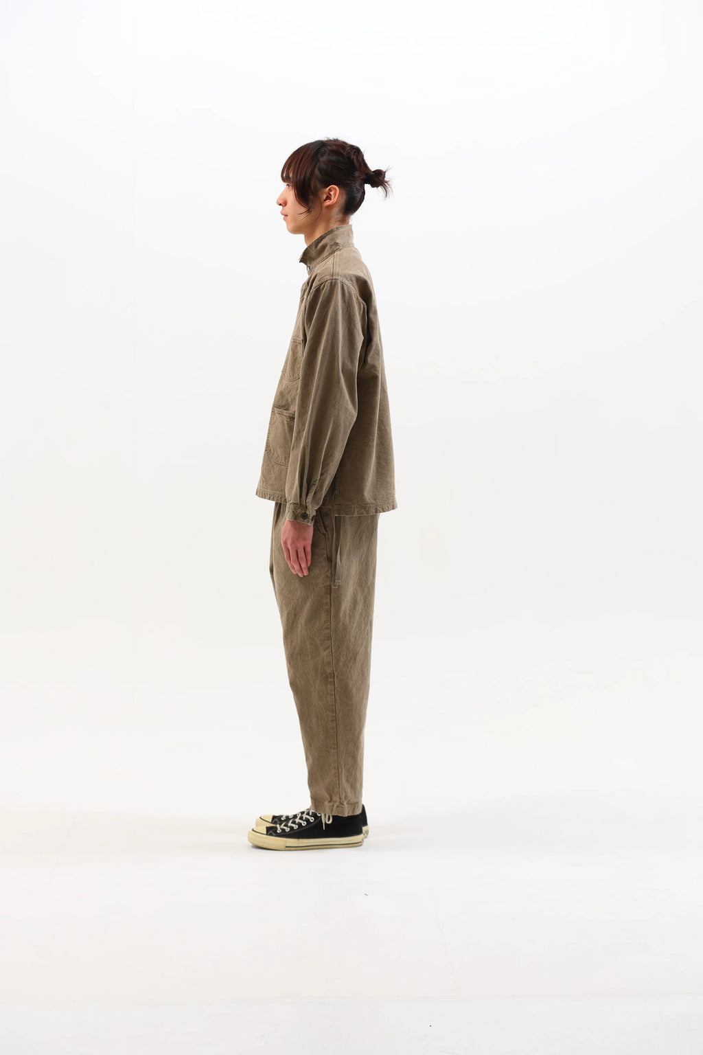 SEUVAS - Coffee Dyed 8oz Kurashiki Hampu Wing Collar Shirt Jacket - Tempo