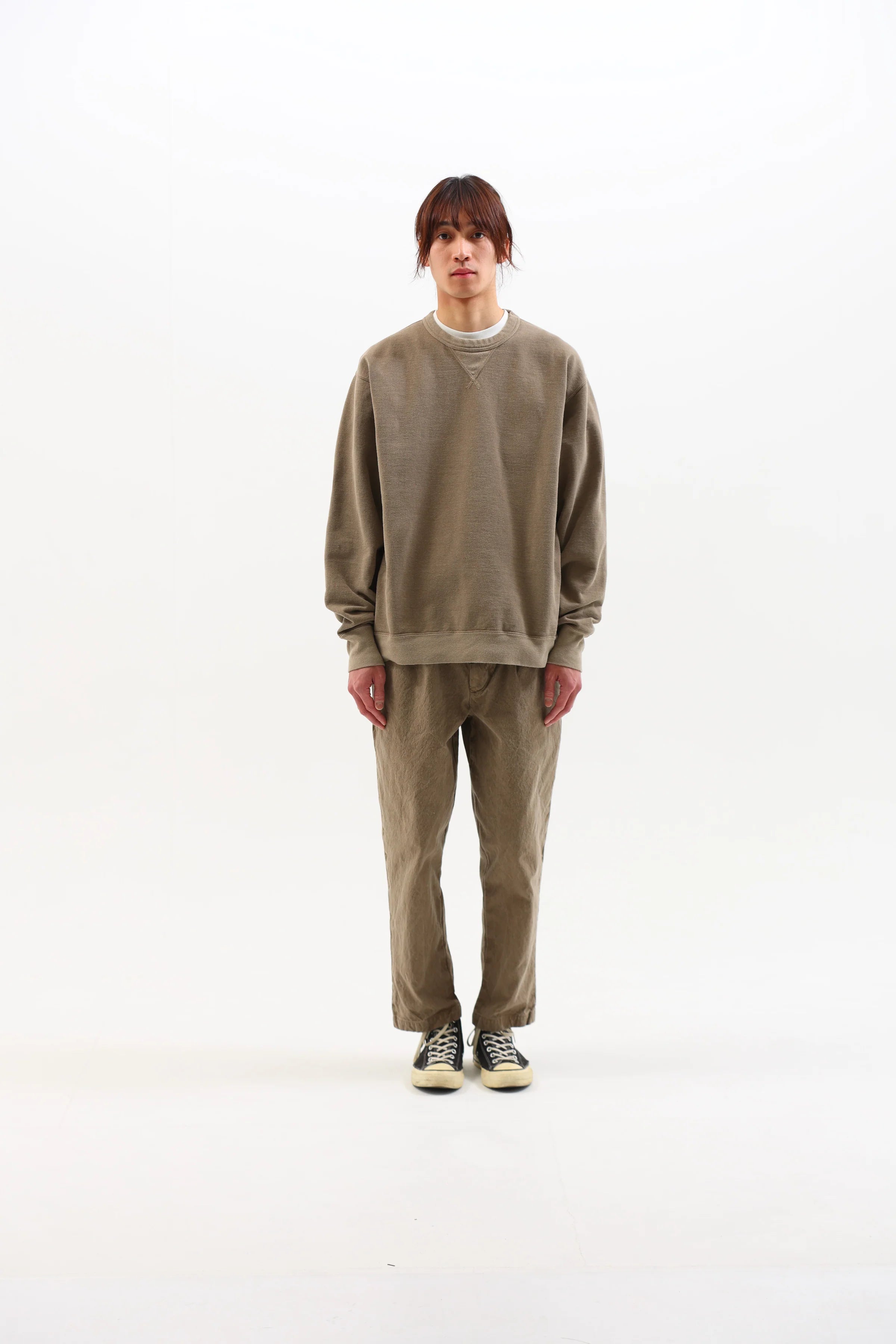 Sweat-shirt tubulaire en polaire teinté café 
