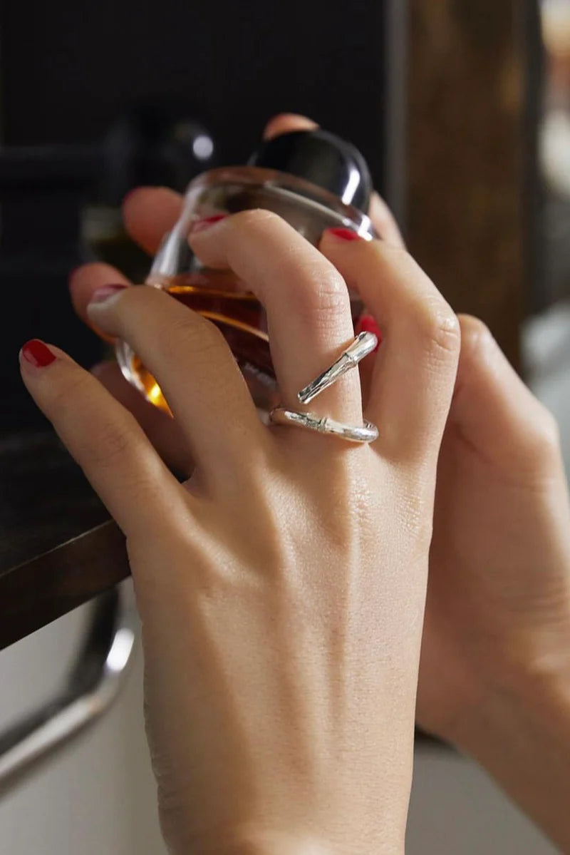 COLDFRAME - Handcrafted 925 Silver Freeform Bamboo Ring - Tempo