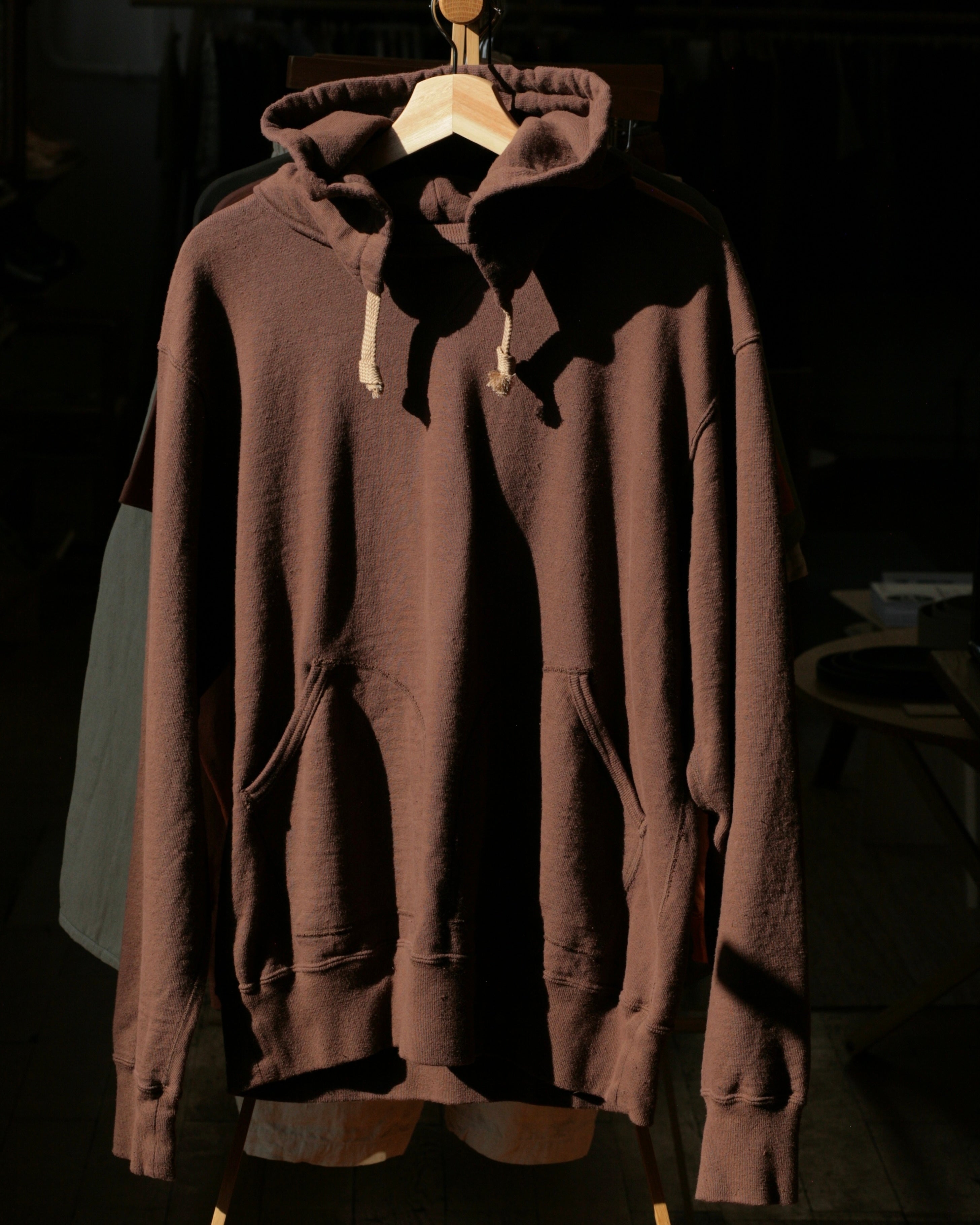 SAMURAI COTTON PROJECT - Japanese Organic Cotton Hoodie Handyed with Chestnut - Dark Kuri - Tempo