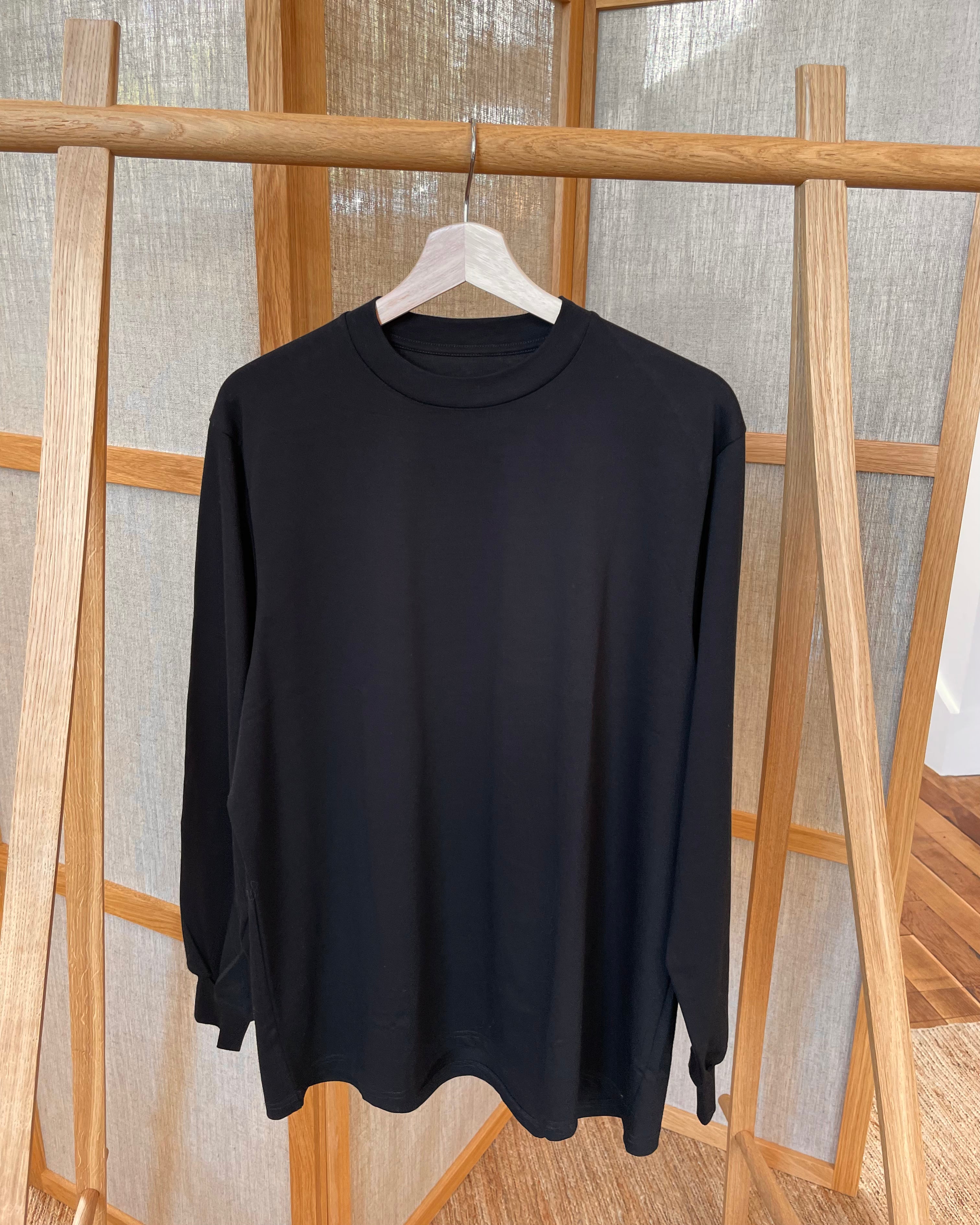 POSTALCO - Crew Neck T Long Organic Twin Jersey | Black - Tempo