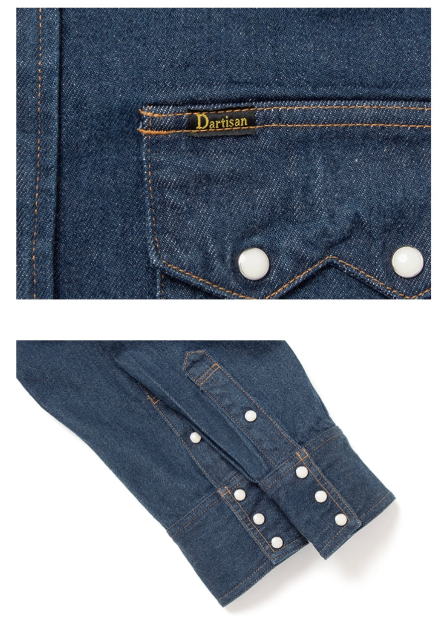 Vorbestellung: 12,8 oz Natural Indigo Denim Sawtooth Westernhemd D5701