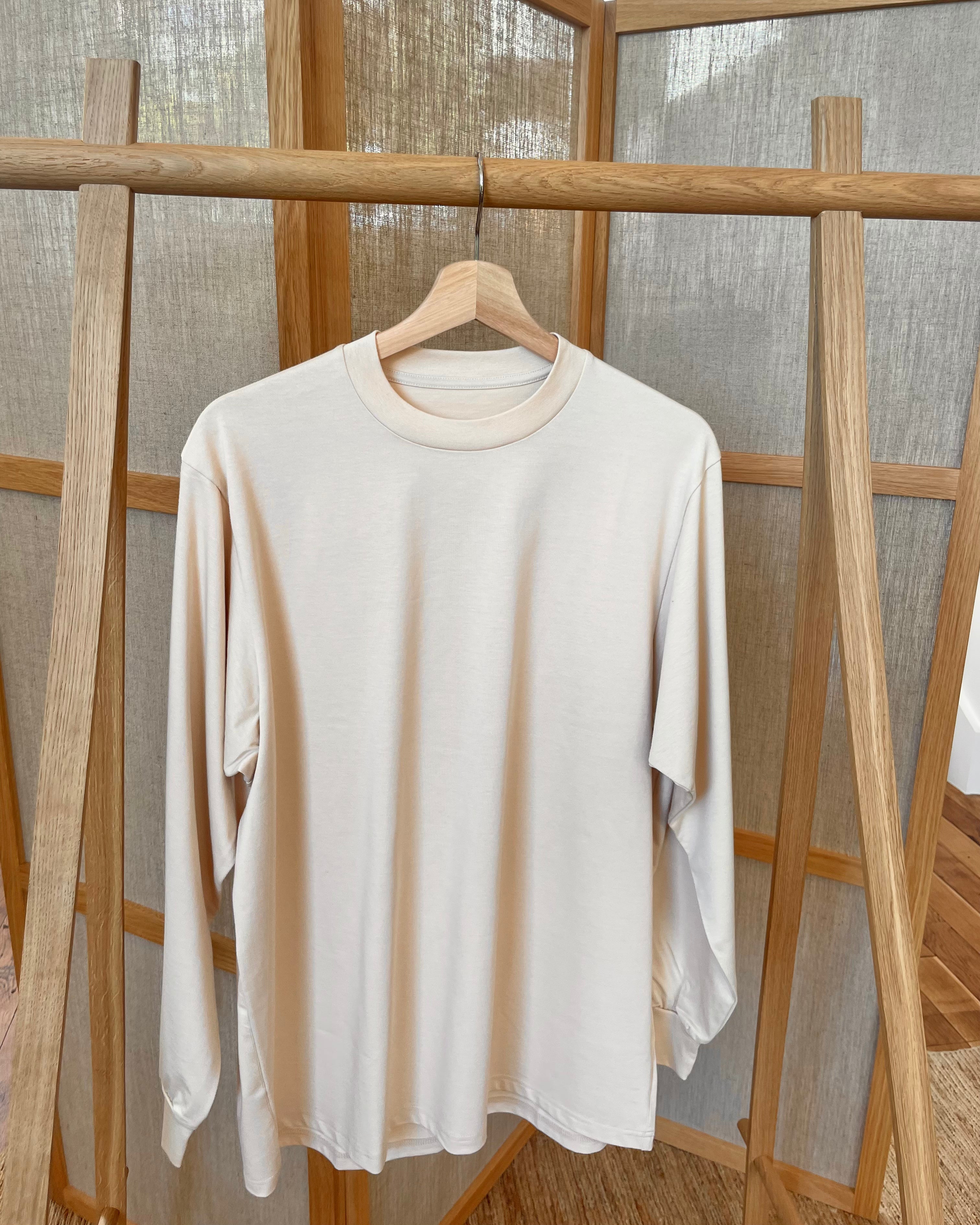 POSTALCO - Crew Neck T Long Organic Twin Jersey | Ivory - Tempo