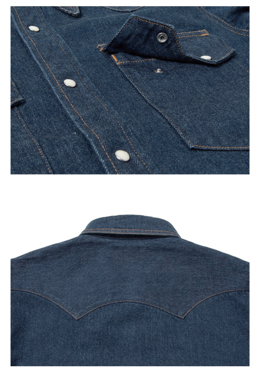 STUDIO D'ARTISAN - 12.8oz Natural Indigo Denim Sawtooth Western Shirt D5701 - Tempo