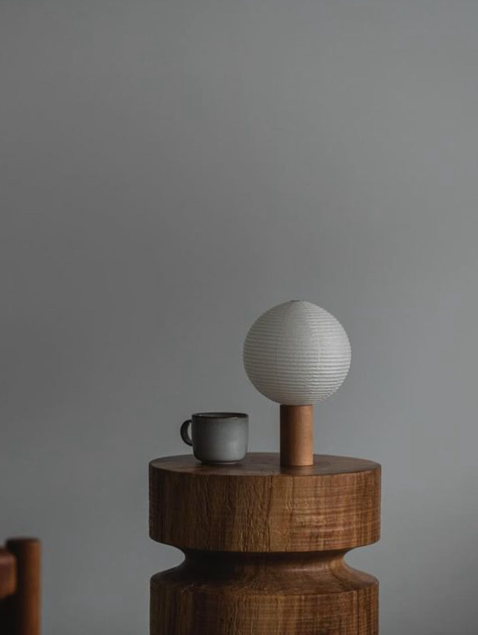 TORCHIN FOR TEMPO - Circle Washi-Paper Battery Torch Lamp with Ash Wood Base - Tempo