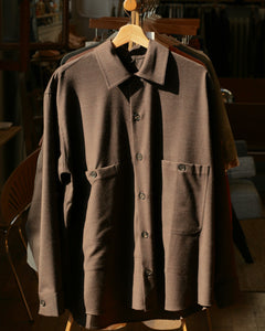 Brushed Wool Overshirt in Dark Brown