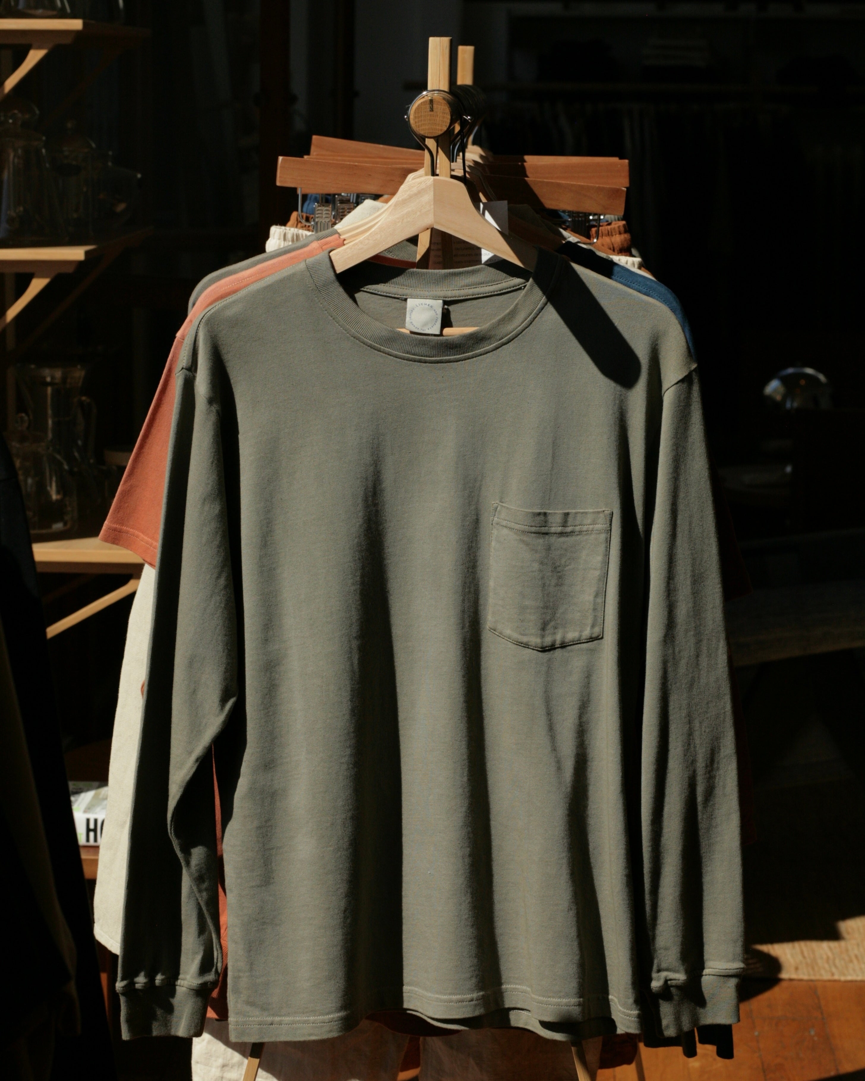 LICHEN GOODS - Cotton Long-sleeve T-Shirt | Myrobalan & Iron Hand-dyed - Tempo