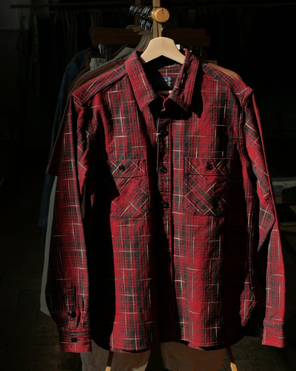 Midare Kasuri Heavyweight Check Flannel in Red