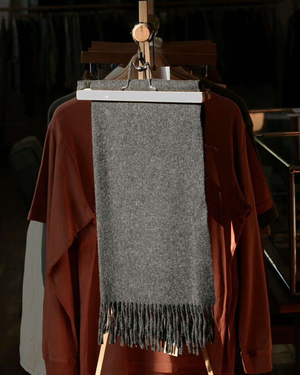 Virgin Wool Scarf in Charcoal