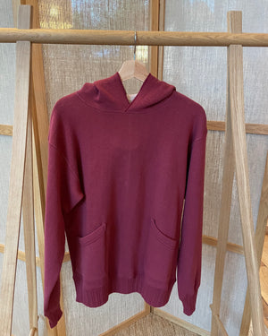 Lock & Cross Tsuriami Loopwheel Mother Cotton Hoodie in Burgundy