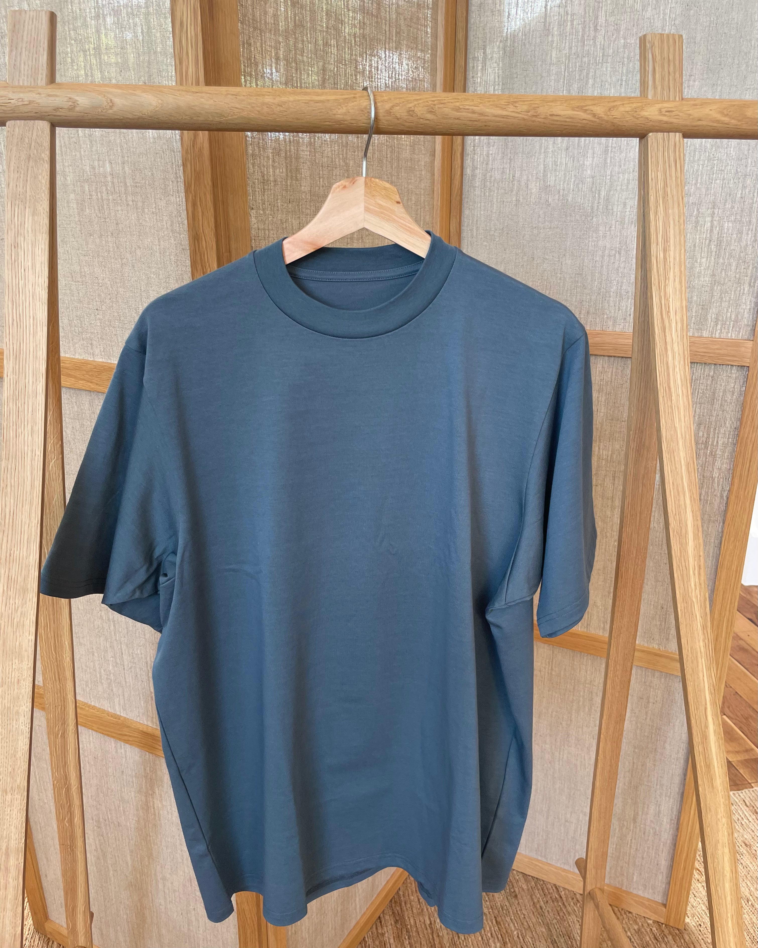POSTALCO - Crew Neck T Organic Twin Jersey | Blue Gray - Tempo