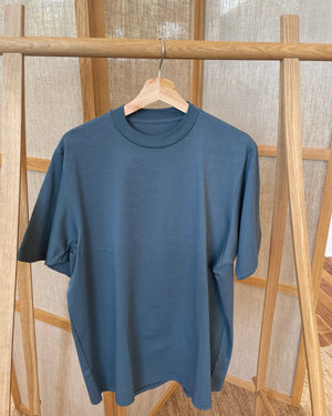 Crew Neck T Organic Twin Jersey | Blue Gray