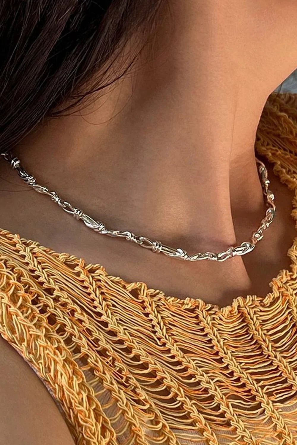 COLDFRAME - Handcrafted 925 Silver Gordian Knot Chain Necklace - Tempo