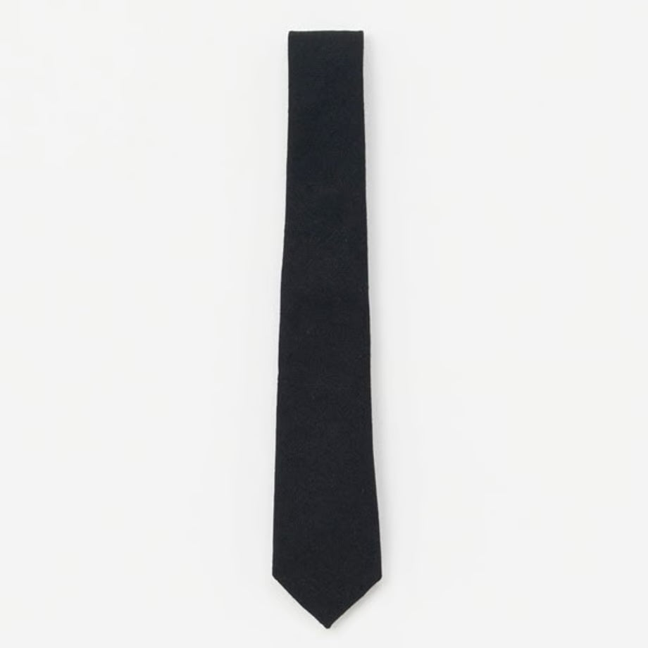 HENDER SCHEME - Woven Linen Cotton Necktie in Black - Tempo