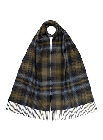 Cashmere Ombre Check Scarf in Navy