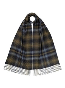 Cashmere Ombre Check Scarf in Navy