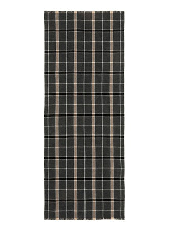 Cashmere Grid Check Scarf in Charcoal