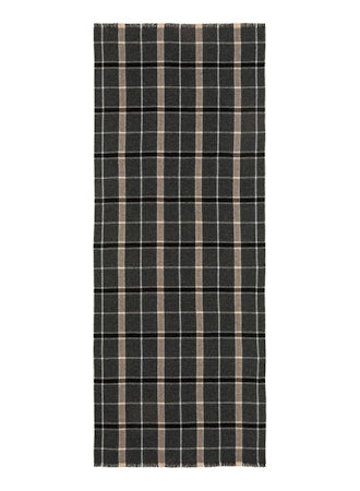 JOHNSTONS OF ELGIN - Cashmere Grid Check Scarf in Charcoal - Tempo