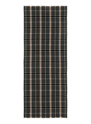 Cashmere Grid Check Scarf in Charcoal