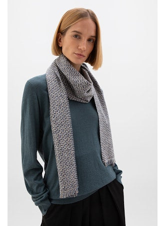 Cashmere Silk Tonal Texture Scarf in Peat