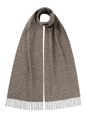 Cashmere Wool Herringbone Twist Scarf in Ash