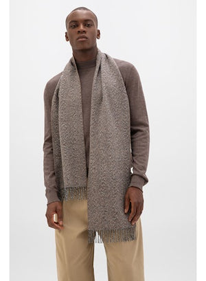 Cashmere Wool Herringbone Twist Scarf in Ash