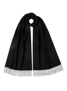 Wool Plain Scarf in Black