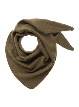 Cashmere Gauzy Triangle Neck Tie in Olive