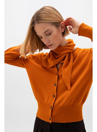 JOHNSTONS OF ELGIN - Cashmere Gauzy Triangle Neck Tie in Black - Tempo