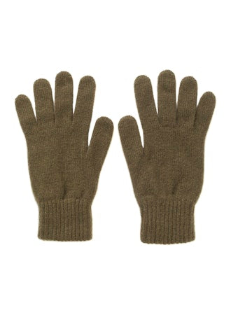 JOHNSTONS OF ELGIN - Cashmere Jersey Gloves in Olive - Tempo