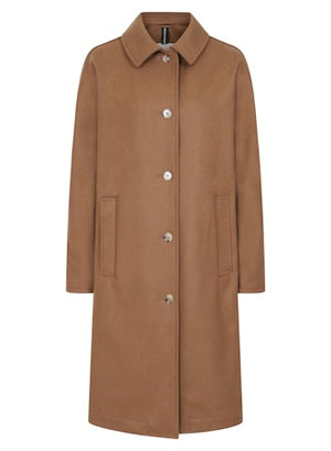 FAIRLIE Ladies Wool Long Coat in Camel Brown